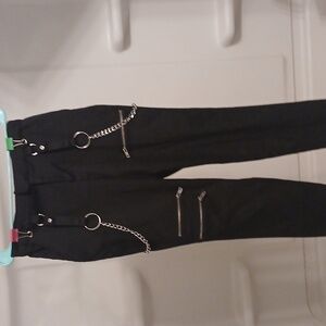 Black Chain Detail Loose Pants